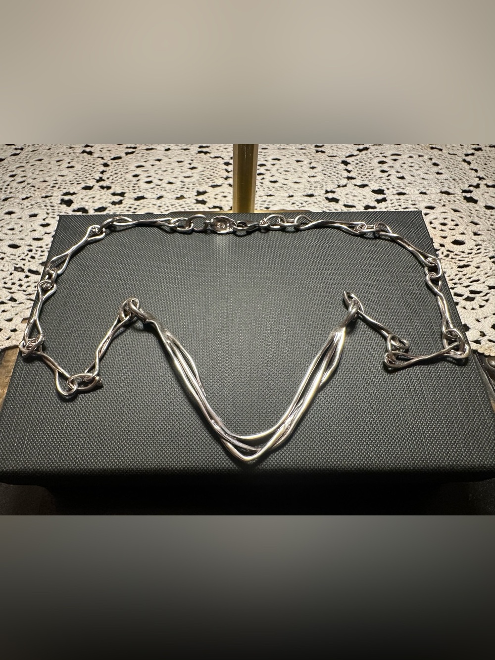 HAGIT GORALI 925 Sterling Silver Vintage Israel Modernist Chain Necklace 17.5β